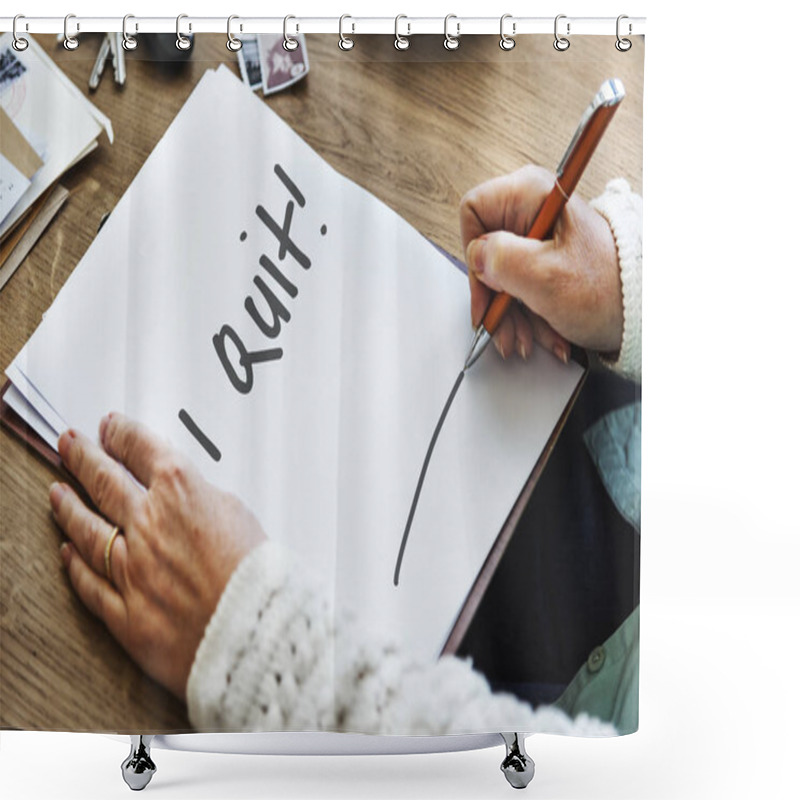 Personality  Woman Writing On Paper Shower Curtains