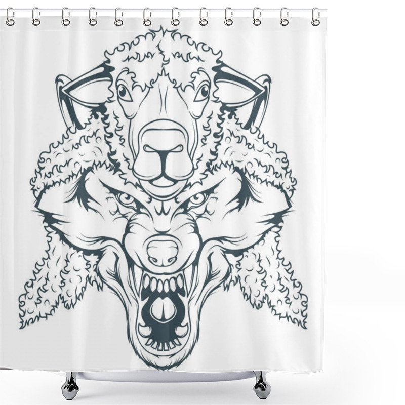 Personality  Wolf In Sheep's Clothing, Vector Graphic To Design Shower Curtains