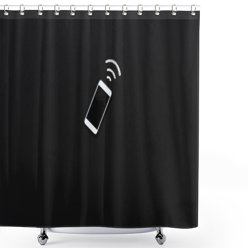 Personality  Smartphone With Blank Screen And Connection Sign Shower Curtains