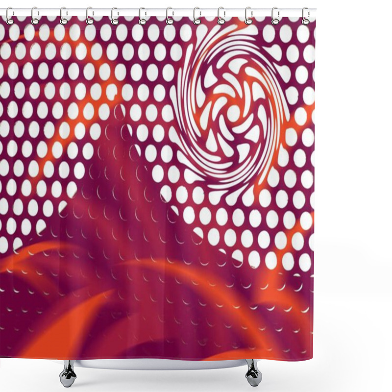 Personality  Perforated Metal Plate With Viivid Pink Light Making Minimalist Patterns Shapes And Designs Shower Curtains