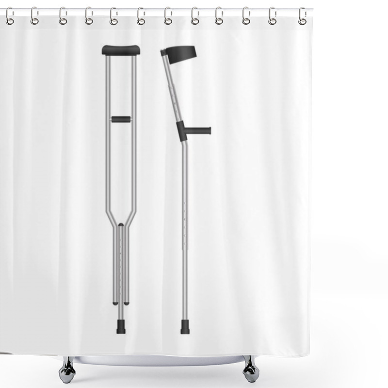 Personality  Set Of Mobility Aids Isolated On White Background Shower Curtains