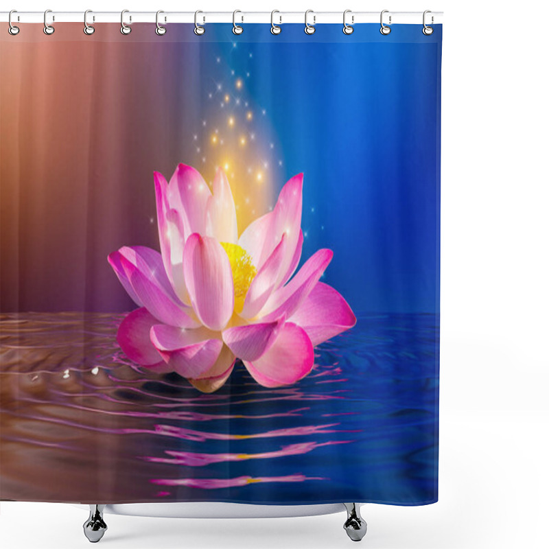 Personality  Lotus Pink Light Purple Floating Light Sparkle Purple Background Shower Curtains