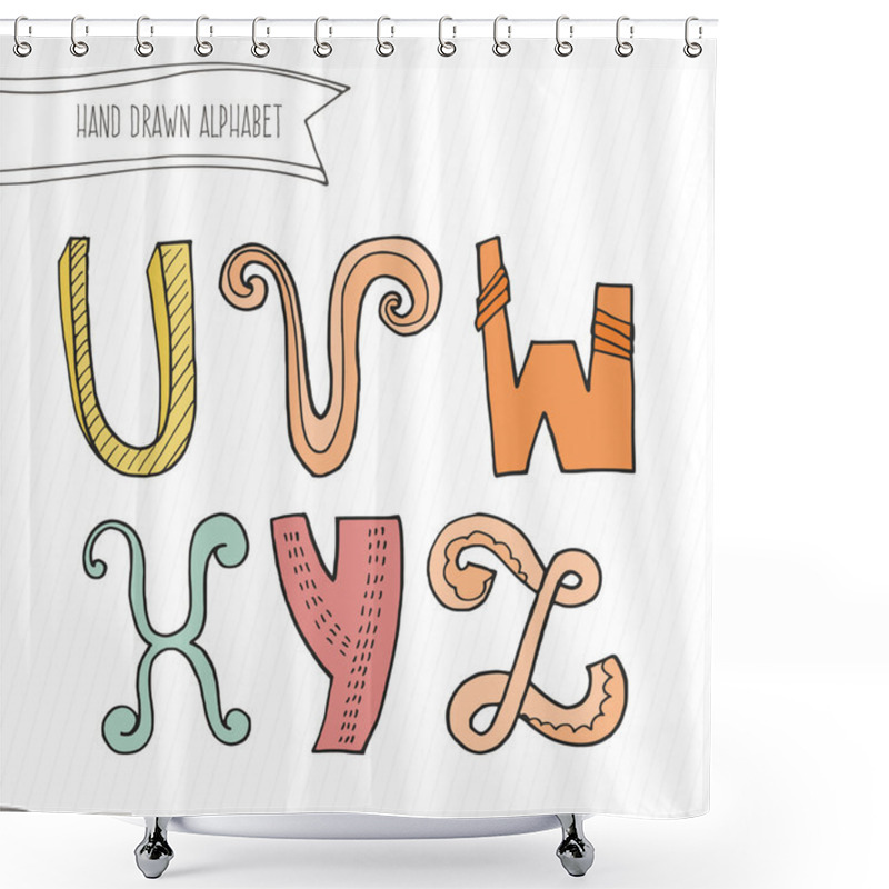 Personality  Hand Drawn Alphabet For Kids Shower Curtains