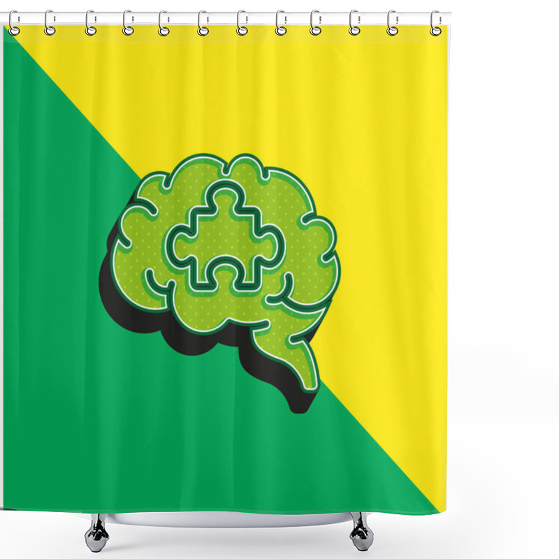 Personality  Brain Green And Yellow Modern 3d Vector Icon Logo Shower Curtains