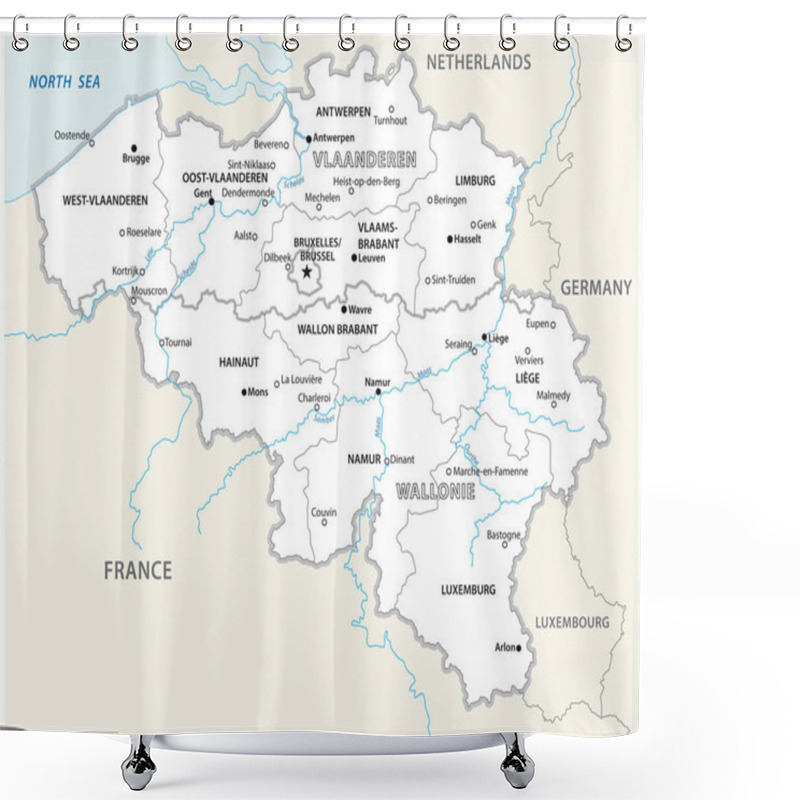 Personality  Belgium Administrative And Political Vector Map Shower Curtains