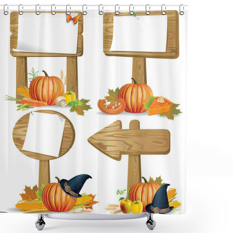 Personality  Wooden Sign Boards Thanksgiving Shower Curtains