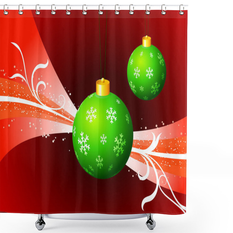 Personality  Christmas Ornaments On Red Holiday Background Shower Curtains