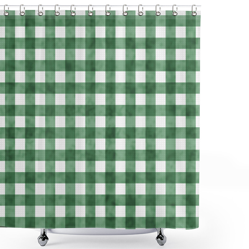 Personality  Green Gingham Pattern Repeat Background Shower Curtains