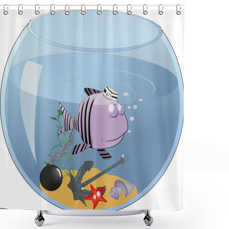 Personality  Small Fish Concluded In An Aquarium Shower Curtains