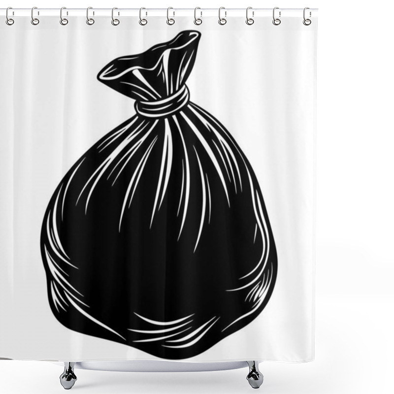 Personality  Clean And Simple Garbage Bag Sketch With Knot Handle Shower Curtains