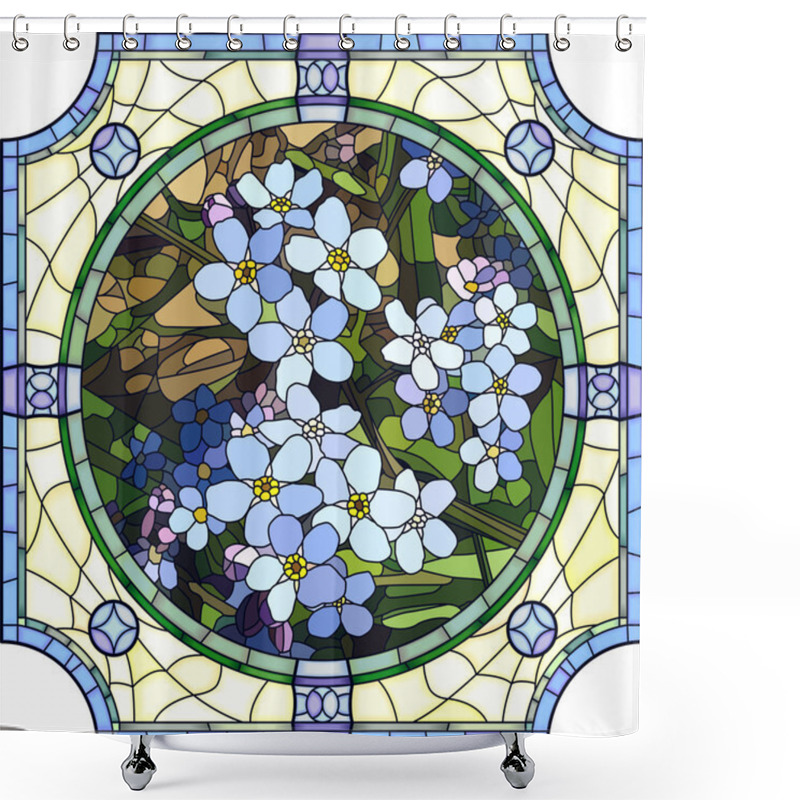 Personality  Vector Illustration Of Flower Blue Forget-me-not. Shower Curtains