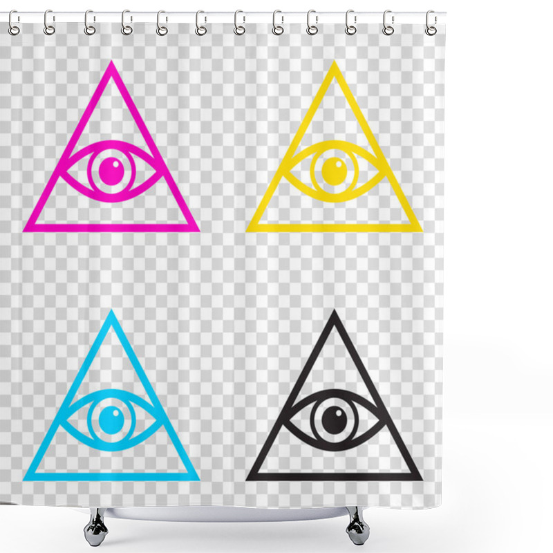 Personality  All Seeing Eye Pyramid Symbol. Freemason And Spiritual. CMYK Ico Shower Curtains