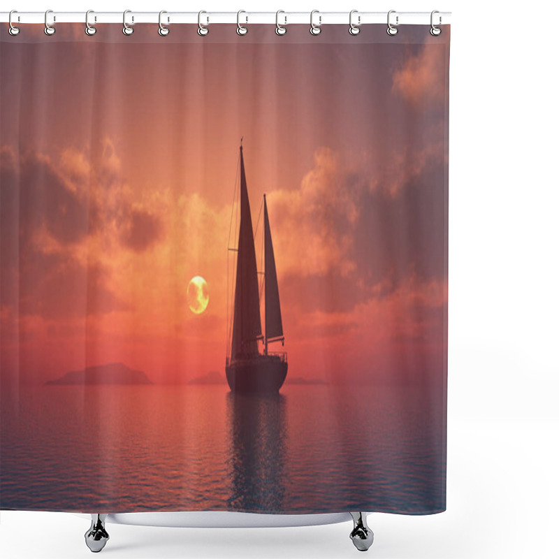 Personality  The Yacht ,3d Render Shower Curtains