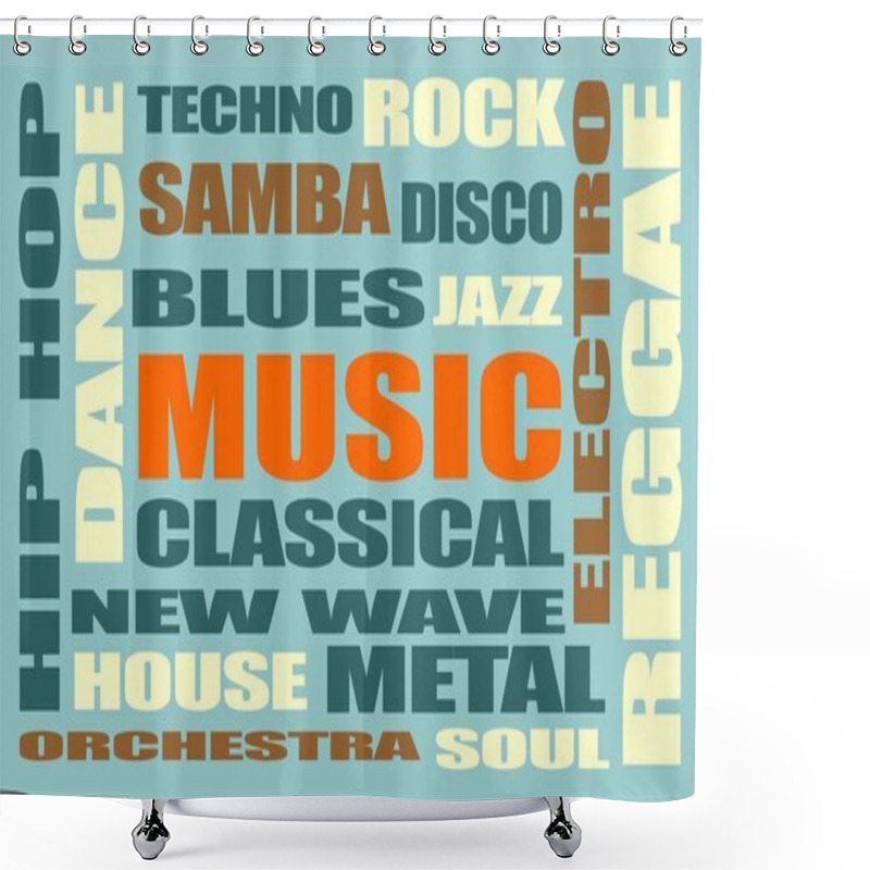 Personality  Music Relative Words Cloud Shower Curtains