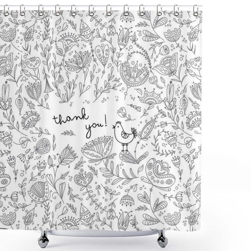 Personality  Ethnic Style Floral Thank You Card Shower Curtains