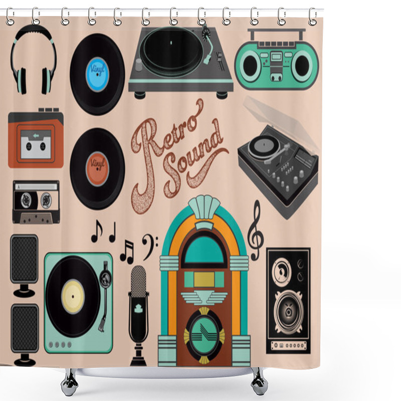 Personality  Retro Sound Shower Curtains