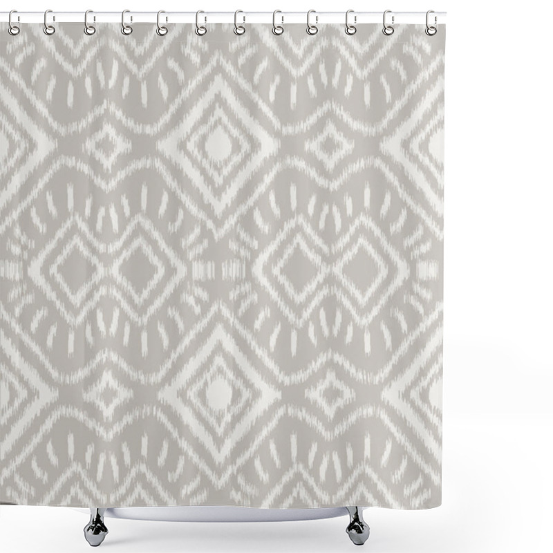 Personality  Ethnic Ancient Ikat Indonesian Blurred Weave Seamless Repeat Vector Pattern Swatch.  Cultural Design Great For Home Decor, Fashion, Stationary. Generative Art.  Thin Vertical Lines. Shower Curtains