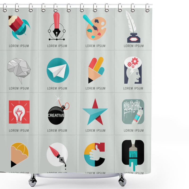 Personality  Logos And Web Icons Shower Curtains