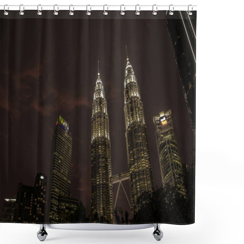 Personality  KUALA LUMPUR, MALAYSIA - March 7th, 2019: Petronas Tower At Nigh Shower Curtains