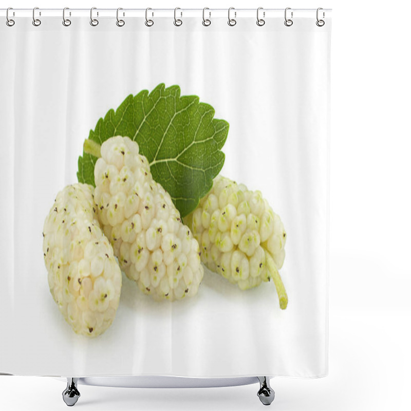 Personality  White Mulberry With Leaf Closeup Isolated On Light Background Shower Curtains