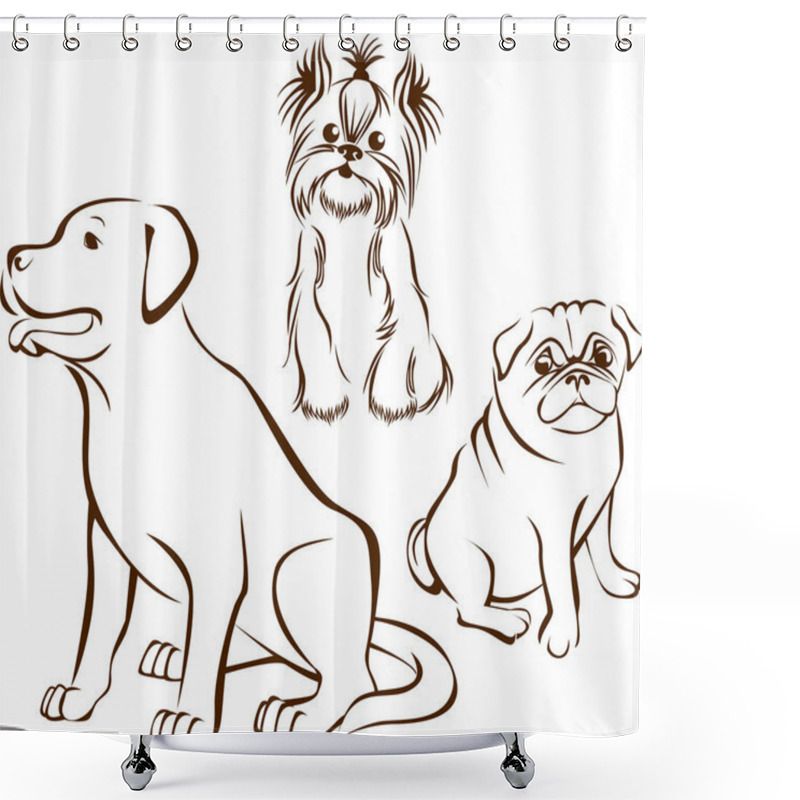 Personality  Set Of Dogs Breeds Shower Curtains