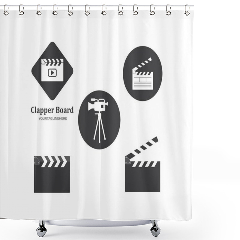 Personality  Clapperboard Movie Icon Of Industry Movie And Movie Festival Vec Shower Curtains