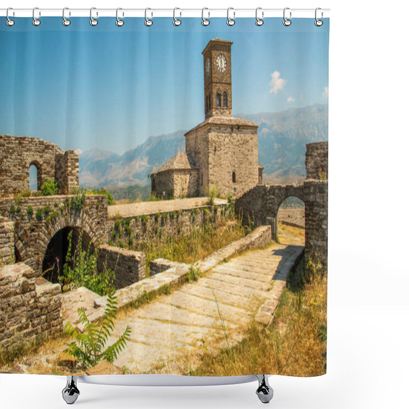 Personality  Majestic Stone Arch Of Ura E Katiut Spanning Langarica Canyon In  Permet Shower Curtains