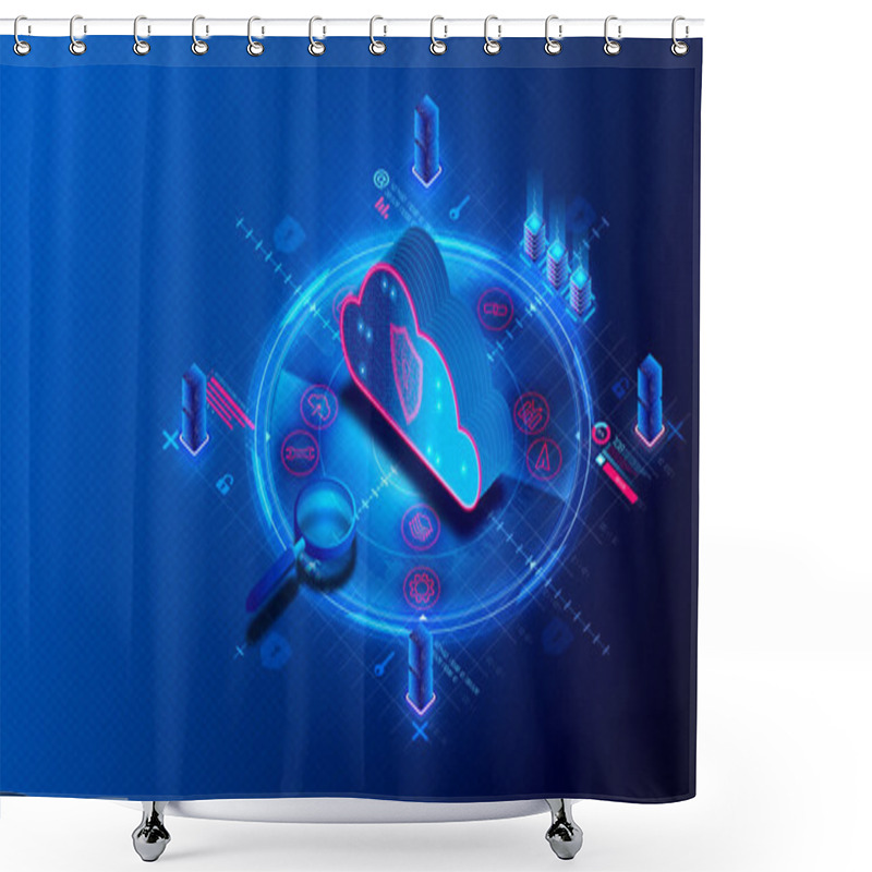 Personality  Application Security Monitoring Concept - Cloud-based Solutions Which Protect Against Application-level Threats By Identifying Attacks That Target Code-level Vulnerabilities - 3D Illustration Shower Curtains