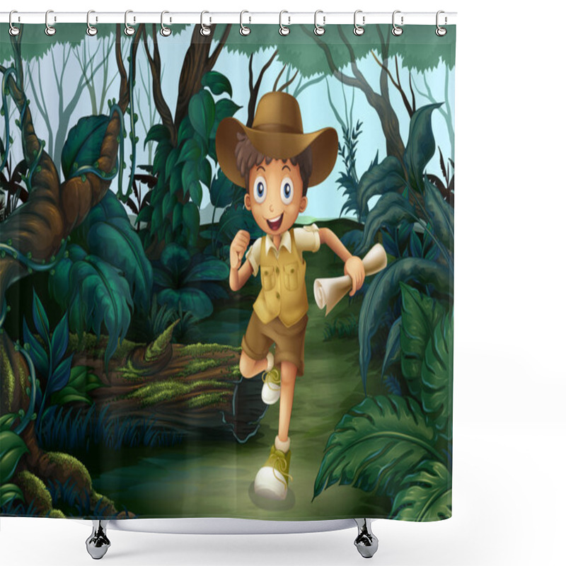 Personality  A Young Boy In The Middle Of The Woods Shower Curtains