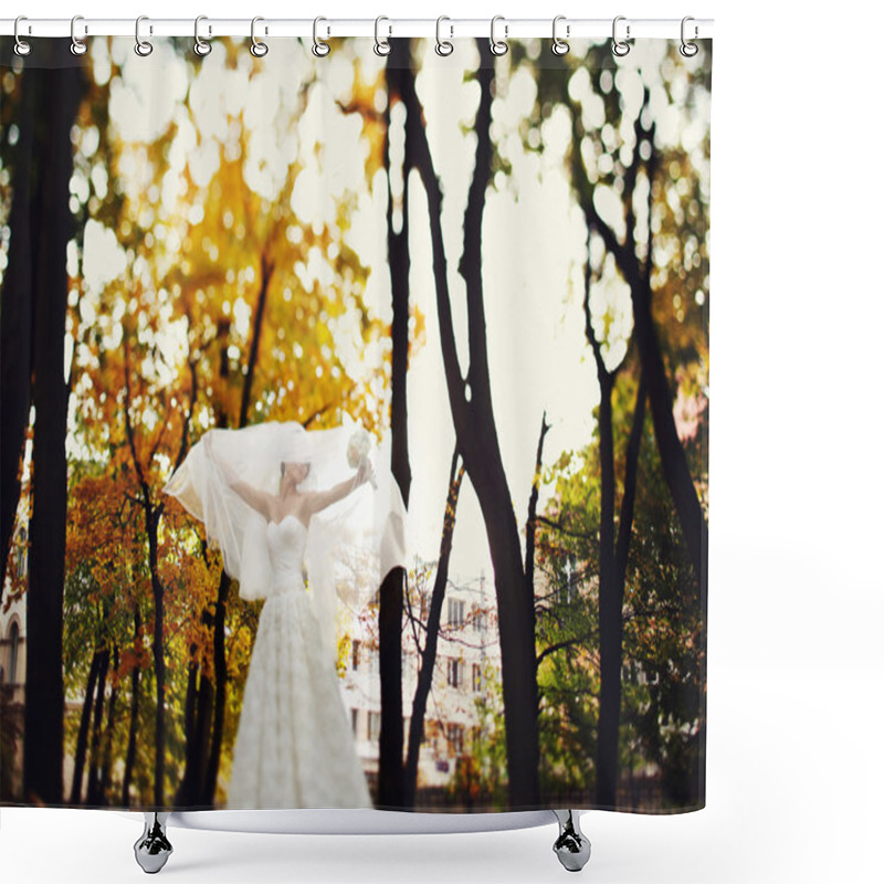 Personality  Mystical Portrait Of The Bride In The Forest Shower Curtains