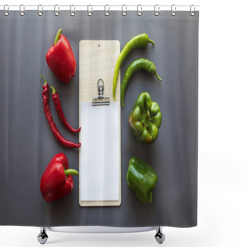 Personality  Peppers And Blank Paper Sheet Shower Curtains