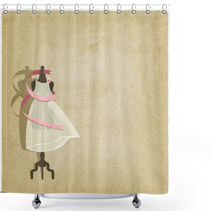 Personality  Bride Dress On Old Paper Background Shower Curtains