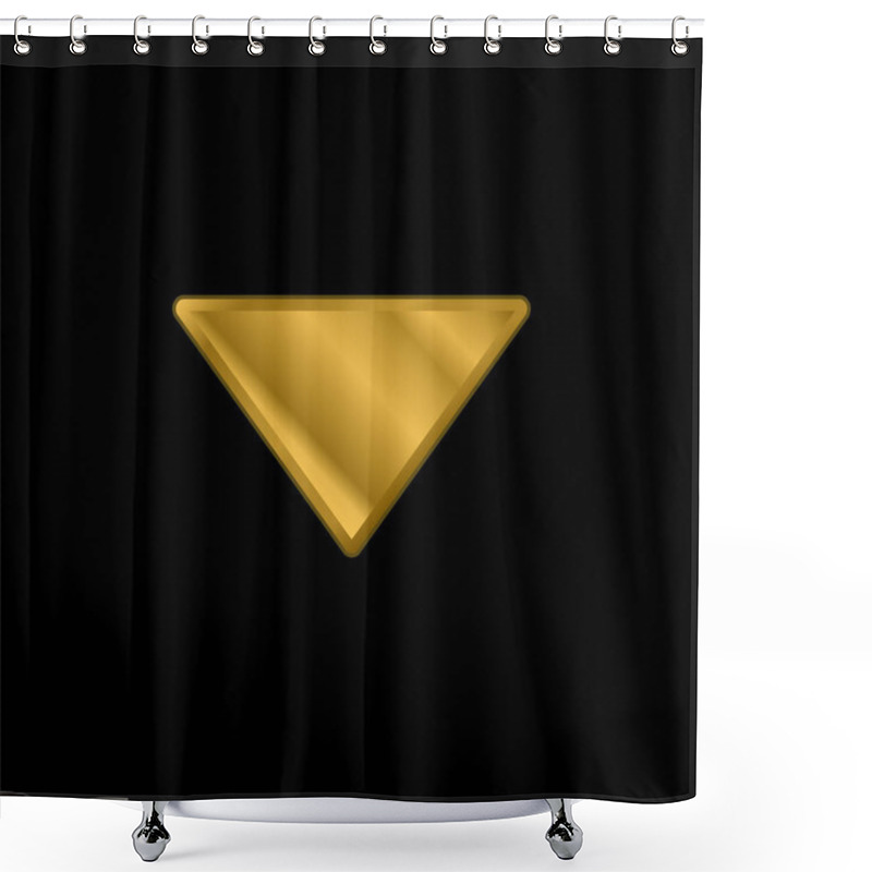 Personality  Arrow Down Filled Triangle Gold Plated Metalic Icon Or Logo Vector Shower Curtains