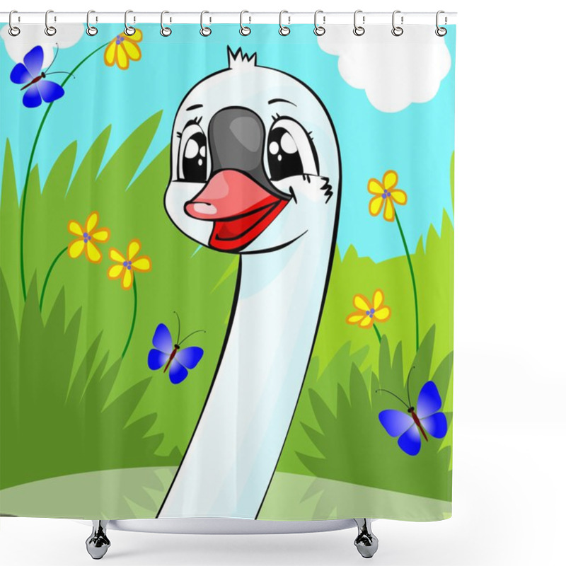 Personality  Cheerful Swan. Shower Curtains