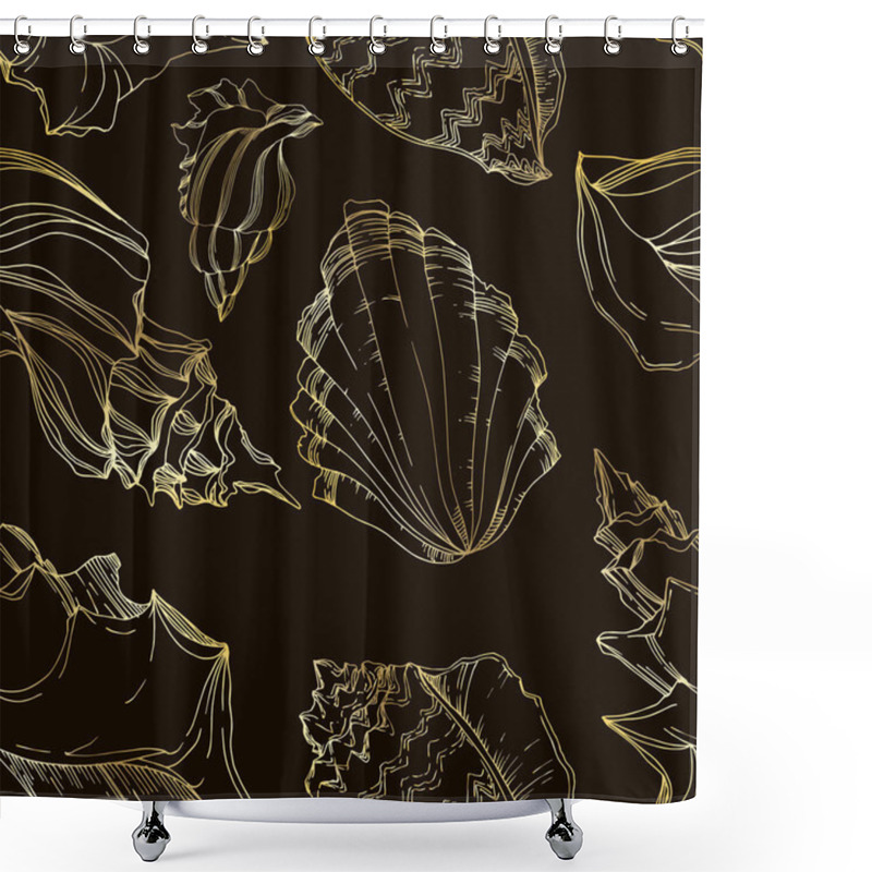 Personality  Vector Summer Beach Seashell Tropical Elements. Black And White  Shower Curtains