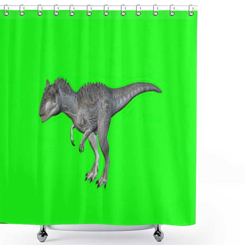 Personality  3d Illustration-Allosaurus Walking On Green Screen Background. World Of Dinosaurs Shower Curtains