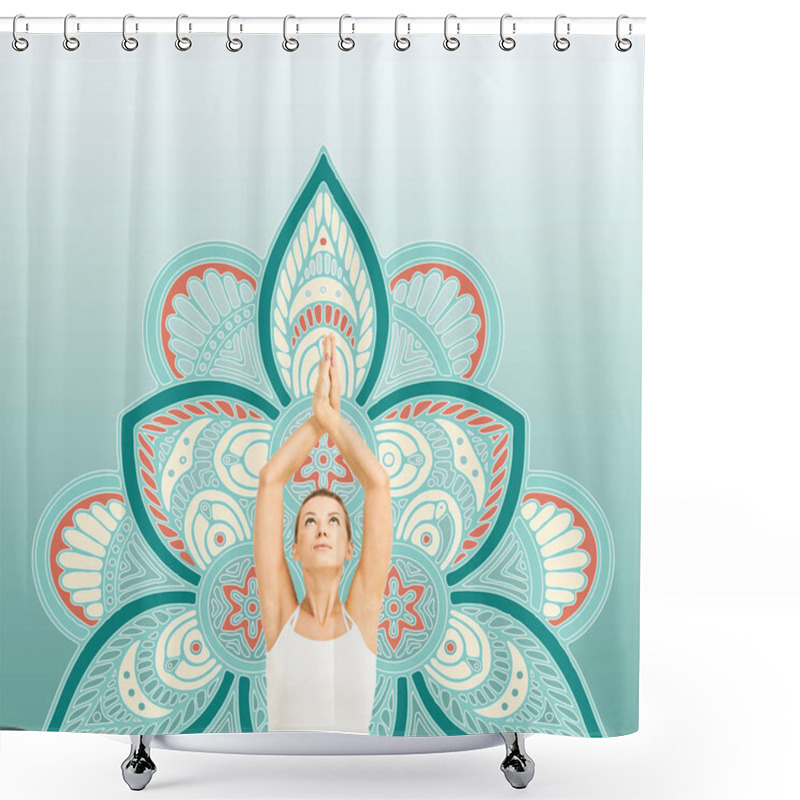 Personality  Woman Practicing Yoga Shower Curtains