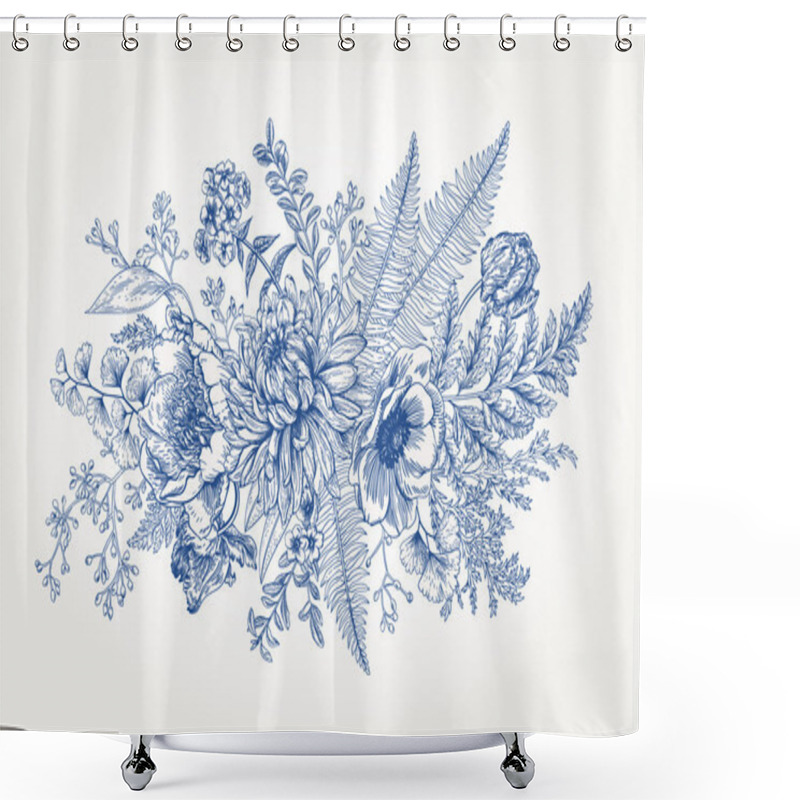 Personality  Bouquet With A Garden With Flowers Shower Curtains