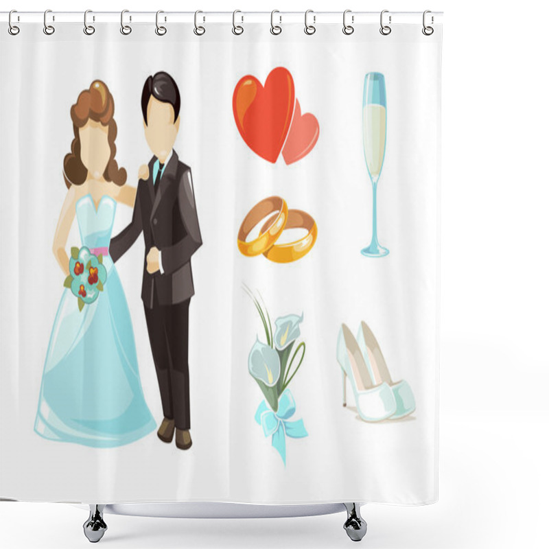 Personality  Wedding Couple Vector Illustration. Shower Curtains