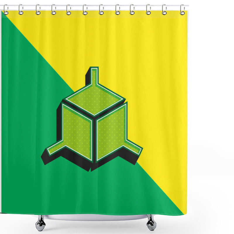 Personality  3d Cube Green And Yellow Modern 3d Vector Icon Logo Shower Curtains