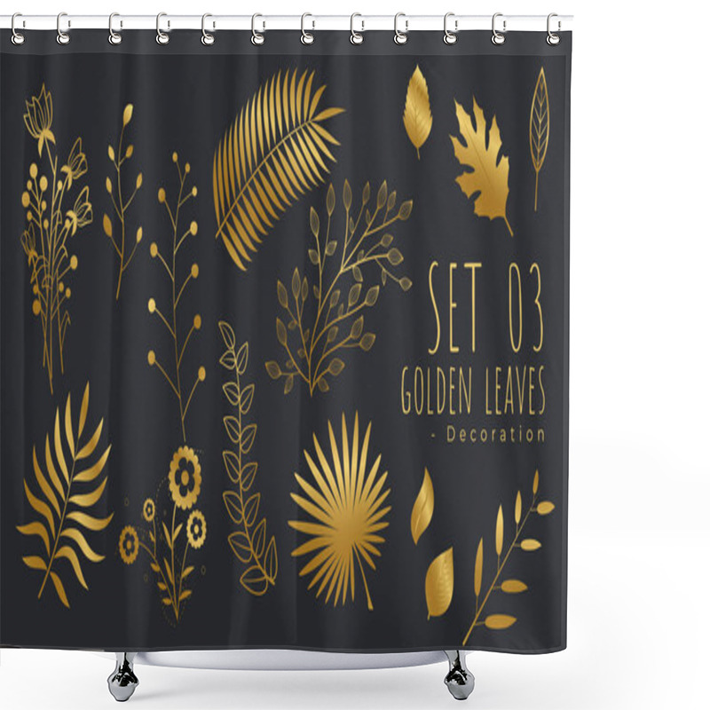 Personality  Big Set Of Luxury Golden Leaves For Decoration Shower Curtains