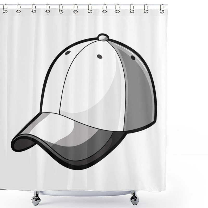 Personality  Isolated White Blank Baseball Cap Vector Mockup Template - 3D Realistic Headwear On White Background Shower Curtains