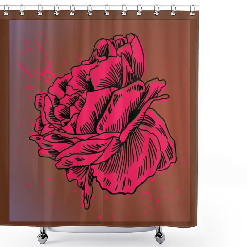 Personality  Hand Drawn Rose Shower Curtains