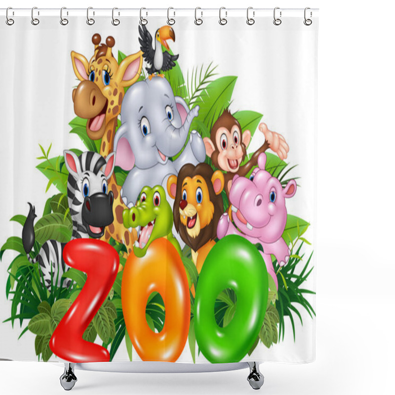 Personality  Word Zoo With Cartoon Wild Animal Shower Curtains