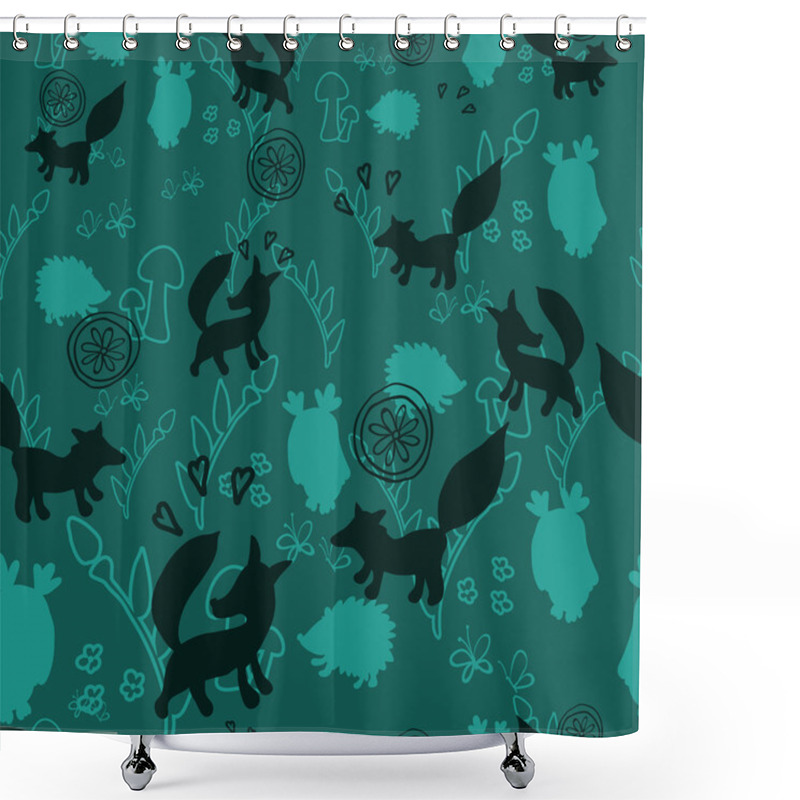 Personality  Seamless Pattern With Foxes, Hedgehogs, Owls Shower Curtains