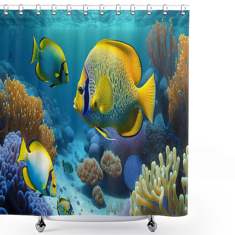 Personality  Sea Background With Tropical Fish And Coral Reefs Shower Curtains