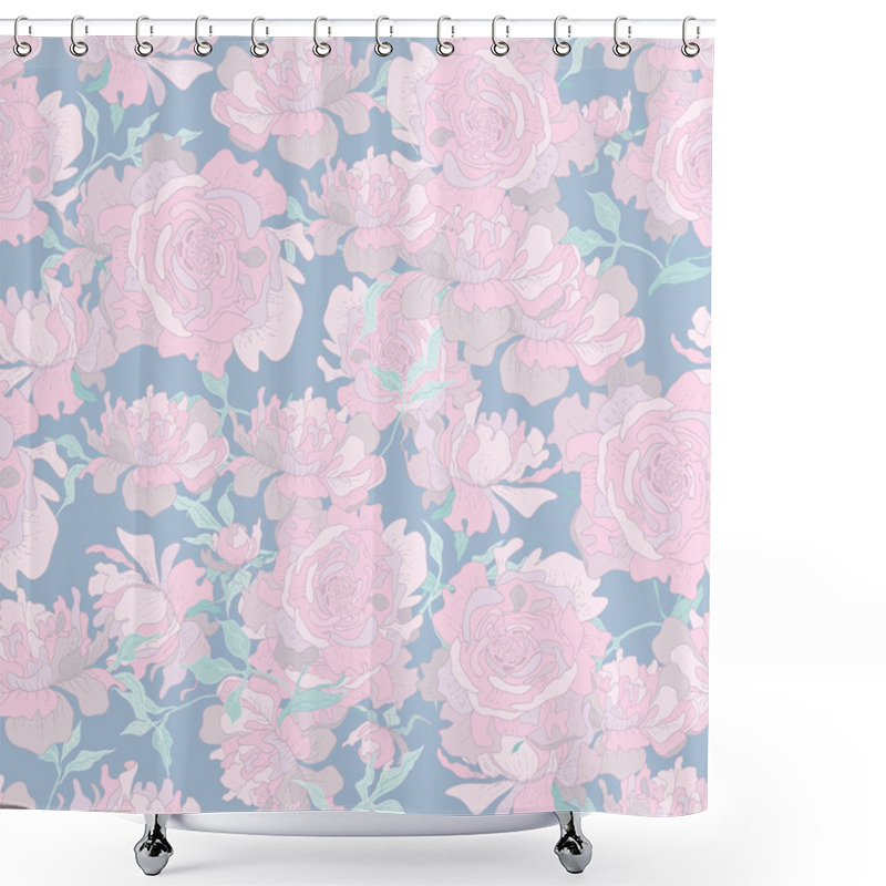 Personality  Tender Peony Seamless Pattern Shower Curtains