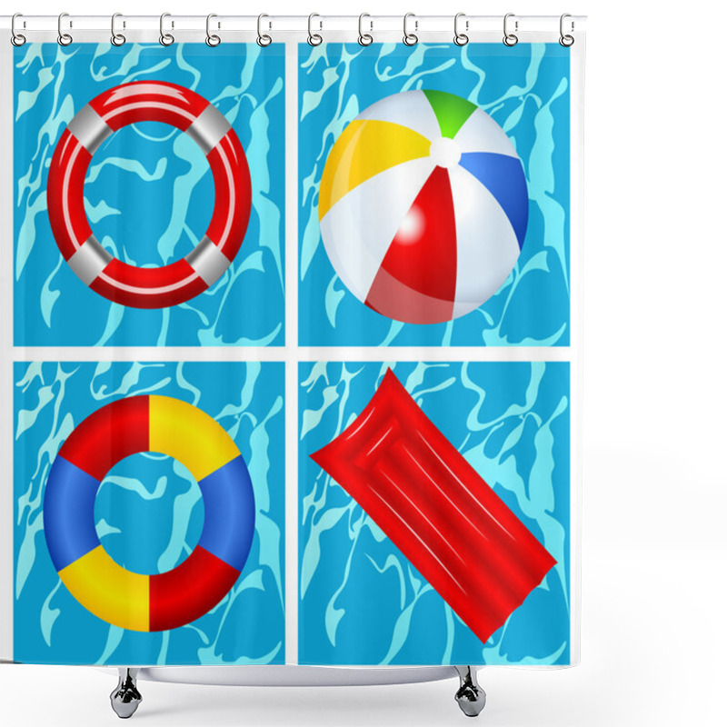 Personality  Toys In The Swimming Pool Shower Curtains