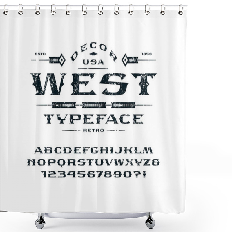 Personality  Serif Extended Font In Retro Style Shower Curtains