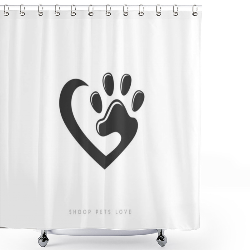 Personality  Love Paws Print Foot Pets Logo Symbol Design Illustration Shower Curtains